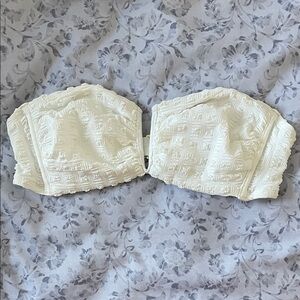 Kona Sol Ivory Textured Bandeau Bikini Top